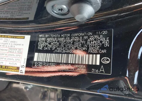 2021 Lexus Ux 250H F Sport z USA, uszkodzony, nr VIN JTHR9JBH4M2040807